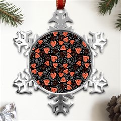 Seamless-vector-pattern-with-watermelons-hearts-mint Metal Small Snowflake Ornament by Amaryn4rt