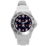 Sea-stars-pattern-sea-texture Round Plastic Sport Watch (L) Front