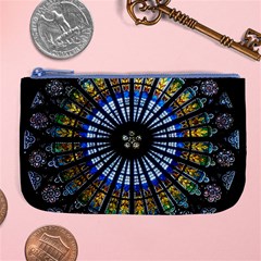 Mandala Floral Wallpaper Rose Window Strasbourg Cathedral France Large Coin Purse by Sarkoni