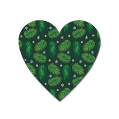 Leaves Snowflake Pattern Holiday Heart Magnet by Pakjumat