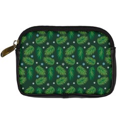 Leaves Snowflake Pattern Holiday Digital Camera Leather Case by Pakjumat