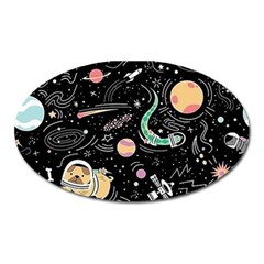 Animals Galaxy Space Oval Magnet by Pakjumat