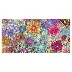 Psychedelic Flowers Yellow Abstract Psicodelia Banner And Sign 8  X 4  by Modalart