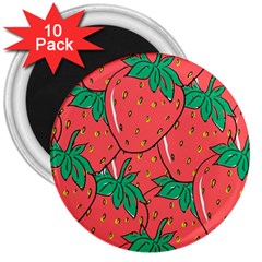 Texture Sweet Strawberry Dessert Food Summer Pattern 3  Magnets (10 Pack)  by Sarkoni