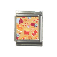 Fast Junk Food  Pizza Burger Cool Soda Pattern Italian Charm (13mm) by Sarkoni