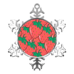 Texture Sweet Strawberry Dessert Food Summer Pattern Metal Small Snowflake Ornament by Sarkoni