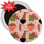 Doodle Yakisoba Seamless Pattern 3  Magnets (10 pack)  Front