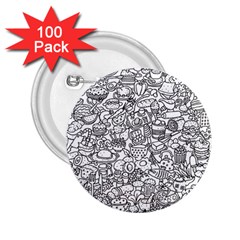 Food Doodle Pattern 2 25  Buttons (100 Pack)  by Sarkoni