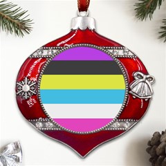 Bigender Flag Copy Metal Snowflake And Bell Red Ornament by Dutashop