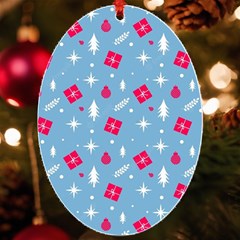 Christmas  Xmas Pattern Vector With Gifts And Pine Tree Icons Uv Print Acrylic Ornament Oval by Sarkoni