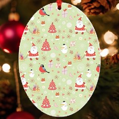 Christmas Pattern Christmas Tree Santa Uv Print Acrylic Ornament Oval by Sarkoni