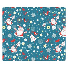 Christmas Pattern Santa Blue Premium Plush Fleece Blanket (small) by Sarkoni