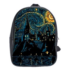 Castle Starry Night Van Gogh Parody School Bag (xl) by Sarkoni