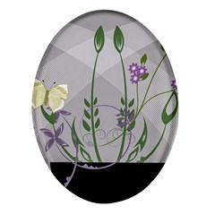 Flower Butterfly Pot Oval Glass Fridge Magnet (4 Pack) by Sarkoni