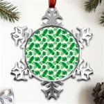 Tropical Leaf Pattern Metal Small Snowflake Ornament Front