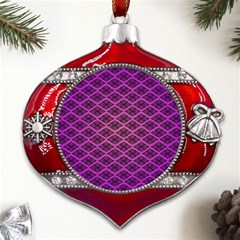 Pattern Texture Geometric Patterns Purple Metal Snowflake And Bell Red Ornament by Dutashop