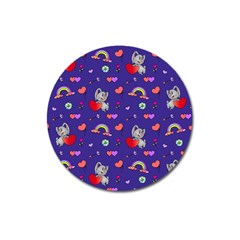 Rabbit Hearts Texture Seamless Pattern Magnet 3  (round) by Ravend