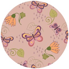 Butterfly Background Pattern Texture Wooden Puzzle Round by Ravend