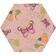 Butterfly Background Pattern Texture Wooden Puzzle Hexagon by Ravend