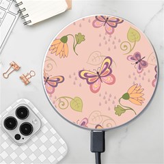 Butterfly Background Pattern Texture Wireless Fast Charger(white) by Ravend