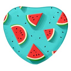 Watermelon Fruit Slice Heart Glass Fridge Magnet (4 Pack) by Ravend