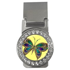 Butterfly Mosaic Yellow Colorful Money Clips (cz)  by Amaryn4rt