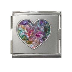 Abstract Waves Iv Mega Link Heart Italian Charm (18mm) by kaleidomarblingart