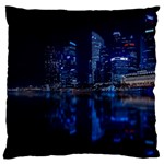 Illuminated Cityscape Against Blue Sky At Night Large Premium Plush Fleece Cushion Case (Two Sides) Front