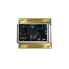 Photo Of Buildings During Nighttime Gold Trim Italian Charm (9mm) by Modalart