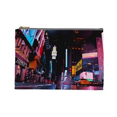 Roadway Surrounded Building During Nighttime Cosmetic Bag (large) by Modalart