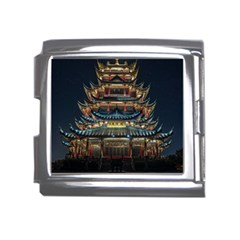 Blue Yellow And Green Lighted Pagoda Tower Mega Link Italian Charm (18mm) by Modalart