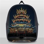 Blue Yellow And Green Lighted Pagoda Tower School Bag (XL) Front