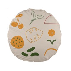 Cherries Flower Leaves Floral Standard 15  Premium Round Cushions by Grandong