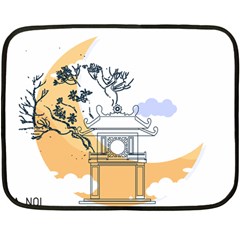 Poster Map Flag Lotus Boat Ha Noi Vietnam Fleece Blanket (mini) by Grandong