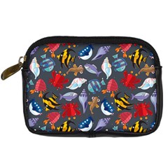 Sea Animals Pattern Wallpaper Fish Digital Camera Leather Case by Grandong