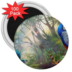 Peafowl Peacock Bird Birds Painting Art Wildlife 3  Magnets (100 Pack) by Sarkoni