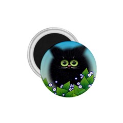 Kitten Black Furry Illustration 1 75  Magnets by Sarkoni