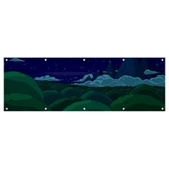 Adventure Time Cartoon Night Green Color Sky Nature Banner And Sign 12  X 4  by Sarkoni