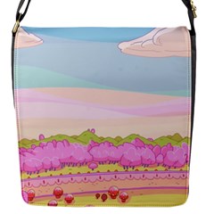 Pink And White Forest Illustration Adventure Time Cartoon Flap Closure Messenger Bag (s) by Sarkoni