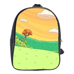 Green Field Illustration Adventure Time Multi Colored School Bag (xl) by Sarkoni