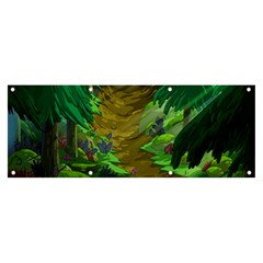 Green Pine Trees Wallpaper Adventure Time Cartoon Green Color Banner And Sign 8  X 3  by Sarkoni