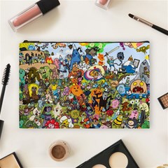 Cartoon Characters Tv Show  Adventure Time Multi Colored Cosmetic Bag (large) by Sarkoni