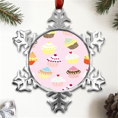 Cupcakes Wallpaper Paper Background Metal Small Snowflake Ornament by Apen