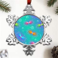 Non Seamless Pattern Blues Bright Metal Small Snowflake Ornament by Dutashop