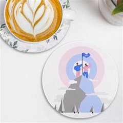 Achievement Success Mountain Clouds Uv Print Round Tile Coaster by Modalart