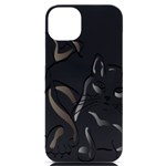 Dog Cat Domestic Animal Silhouette iPhone 14 Plus Black UV Print Case Front