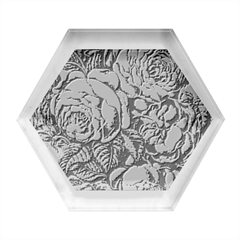 Roses Bouquet Flowers Sketch Hexagon Wood Jewelry Box by Modalart