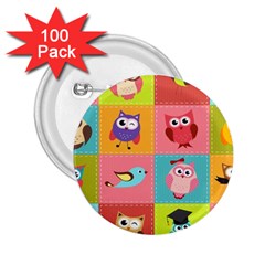 Owls Pattern Abstract Art Desenho Vector Cartoon 2 25  Buttons (100 Pack)  by Bedest