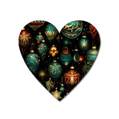 Christmas Ornaments Pattern Heart Magnet by Ravend