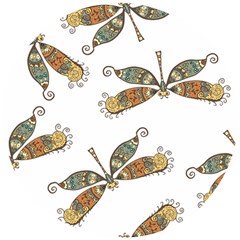 Pattern Dragonfly Background Wooden Puzzle Round by Ravend